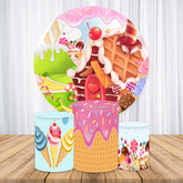 Kreis Sommer Eis Creme Haus Geburtstag Hintergrund Bausatz